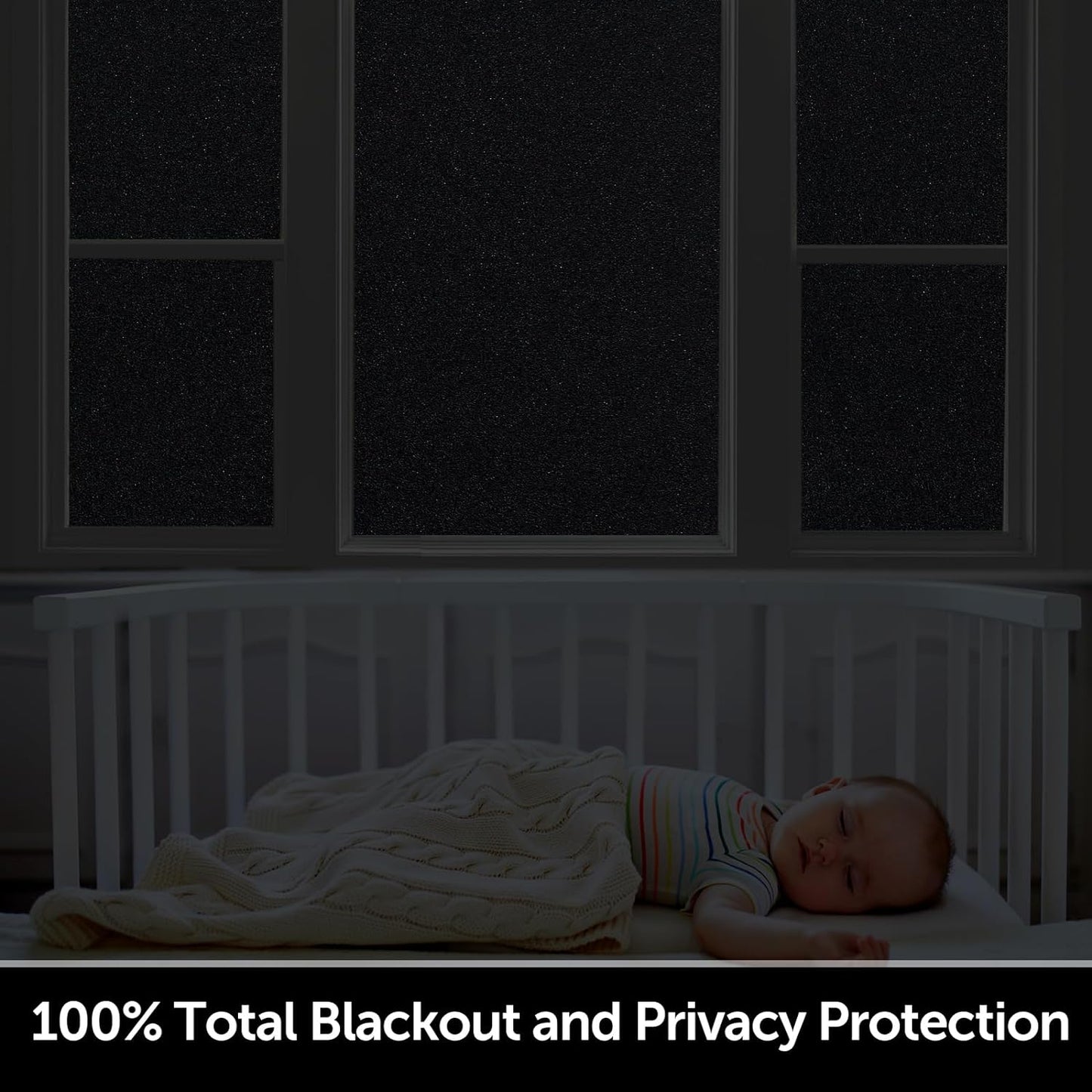HIDBEA Blackout Window Film,100% Light Blocking Room Darkening Window Privacy Film,Frosted Glass Window Film Heat Control, Removable Window Cover Tint for Day Sleep (Black,23.6in x 6.5ft)