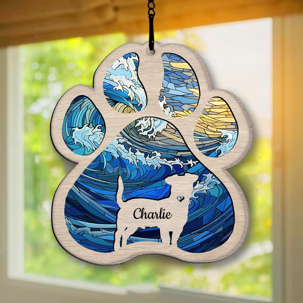 IZI POD Personalized Jack Russell Terrier Suncatcher Dog Memorial Gifts, Custom Jack Russell Terrier Ornament Christmas Tree, Pet Remembrance Gift, Loss of Dog Sympathy Gift,Pet Loss Suncatcher