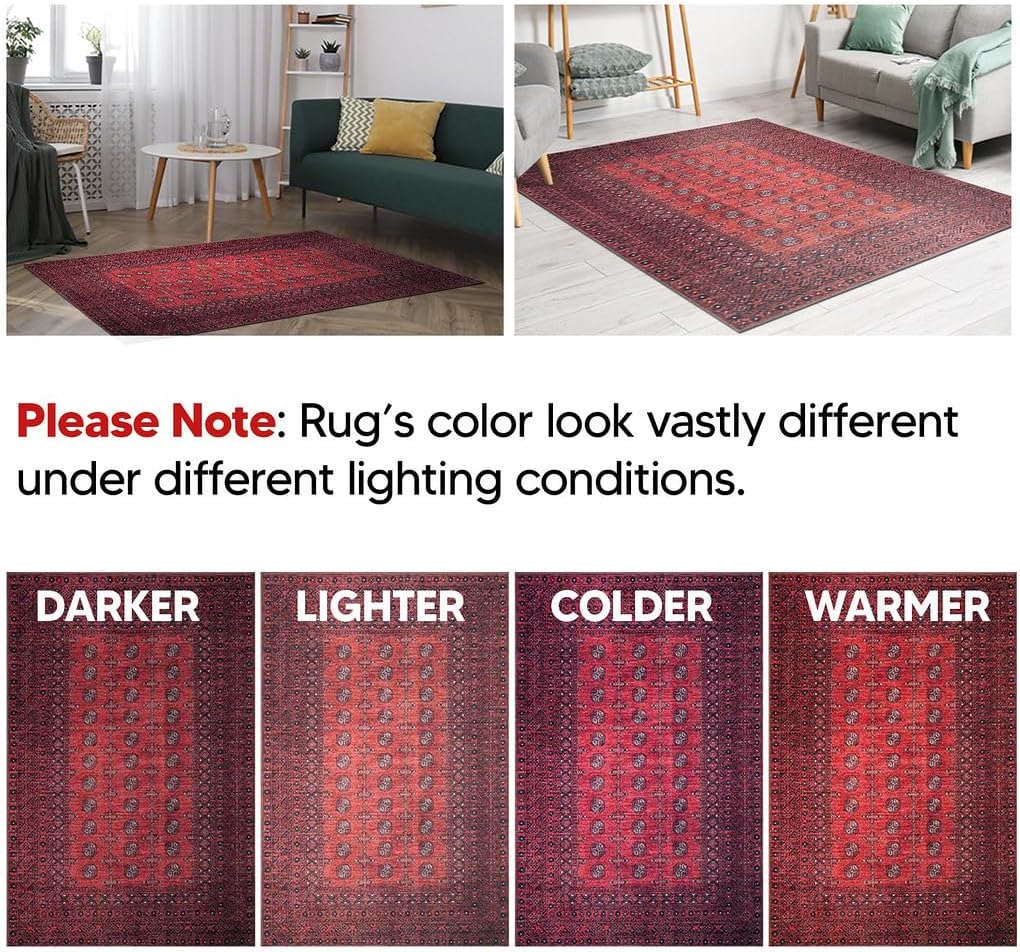 Keen Home Design 3x5 Rug - Machine Washable Entry Rug with Non-Slip Backing, Ideal for Enteryway, Kitchen, Bathroom, Laundry Room - Vintage, Easy Clean, Durable, Low Pile Rug - (3' x 5')