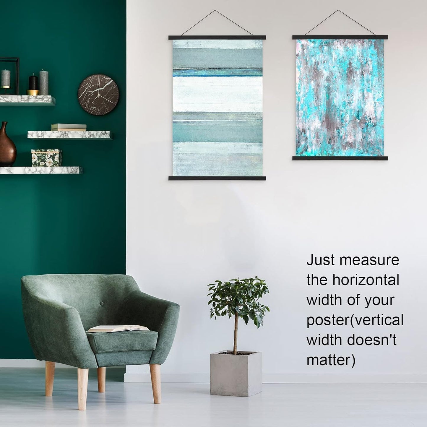 FALAMON Magnetic Poster Hanger Frame, 26x20 26x38 26x34 Teak Wood Magnet Poster Frame for Posters, Prints, Photos, Pictures, Maps, Scrolls, and Canvas Artwork(Black, 26")