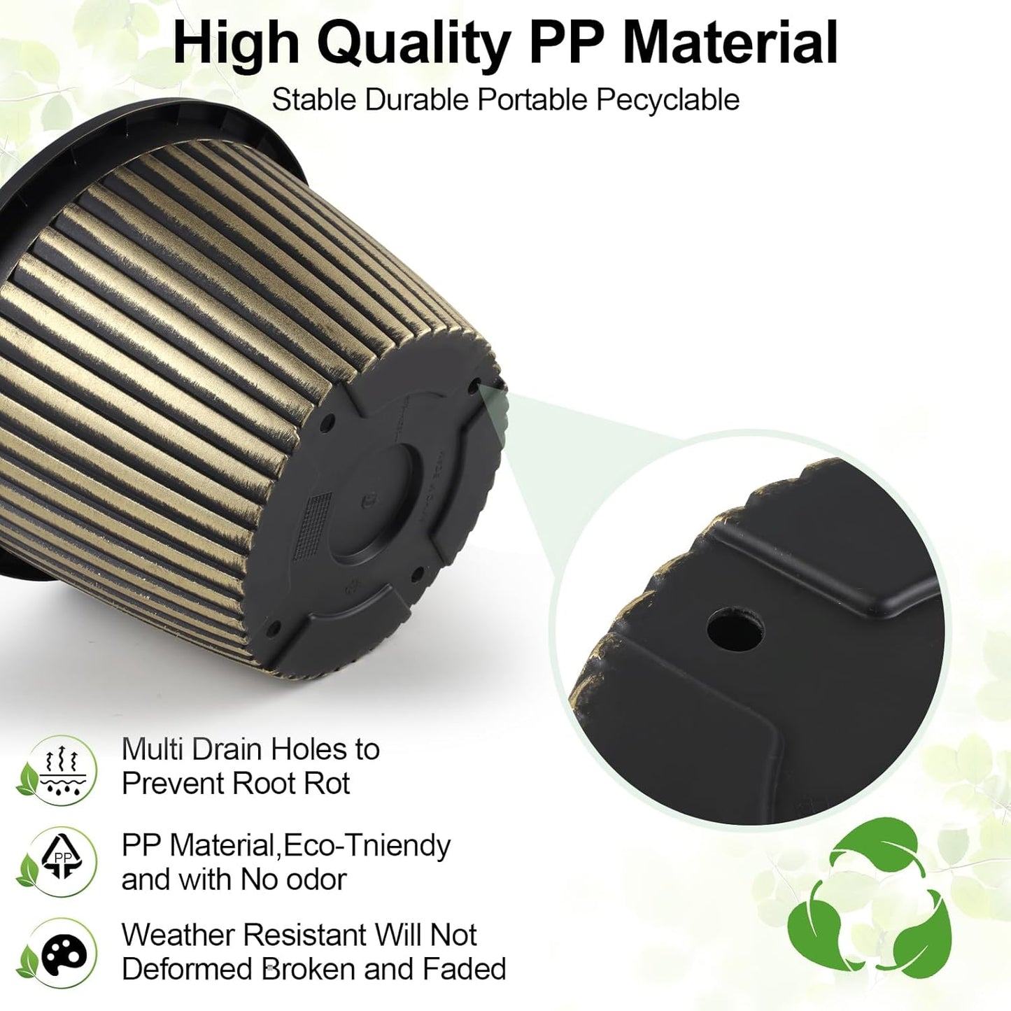 12 inch Planter Indoor Outdoor Plant Pots, 4 Pack Large Plastic Flower Pots with Saucer and Drainage Holes, Decorative Modern Garden Pots for Houseplants