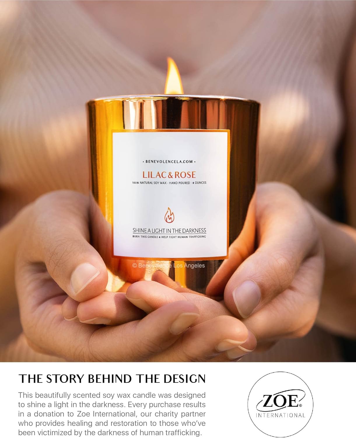 Benevolence LA Lilac & Rose Wood Wick Candles | Soy Scented Candles for Home | Gifts for Women and Men | Home Fragrance | Aromatherapy | Shelf Decor, Bathroom Freshener | 8oz, 45 Hour Burn