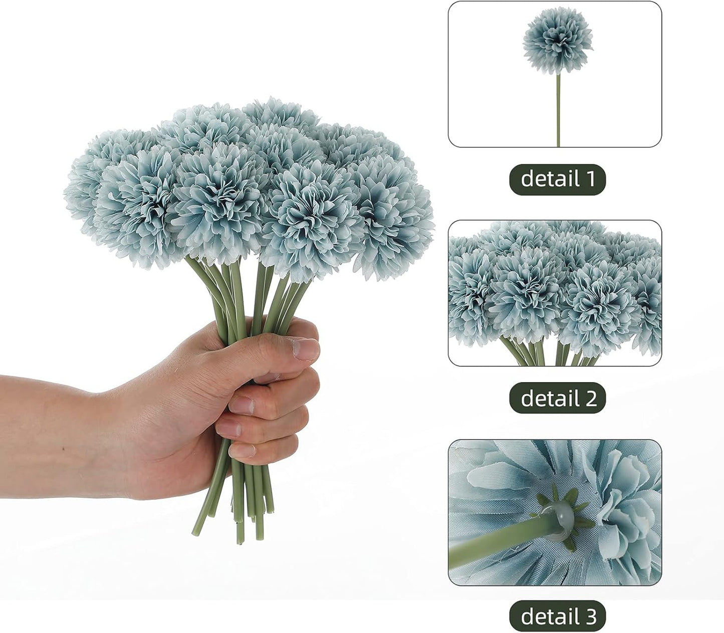 Kimura's Cabin 20Pcs Fake Mums Flowers Artificial Silk Chrysanthemum Ball Flower for Wedding Party Home Kitchen Table Core DIY Decoration Bouquets (Dark Blue)