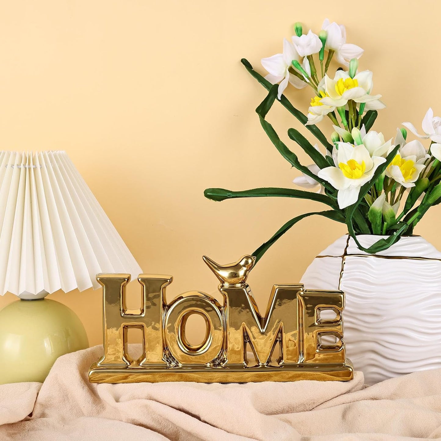 Gold Love Sign Statue - Personalized Home Decor, Bird Sculpture for Living Room, Bedroom, Desktop & Cabinets