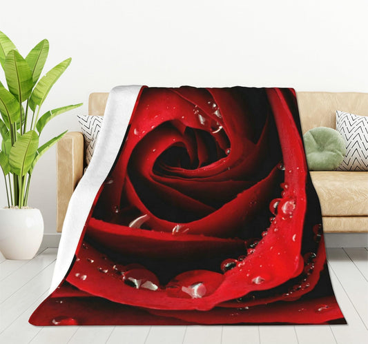 HGOD DESIGNS Red Rose Throw Blanket Ultra Soft Warm All Season Rose Decorative Fleece Blankets for Bed Chair Car Sofa Couch Bedroom 40"X50"