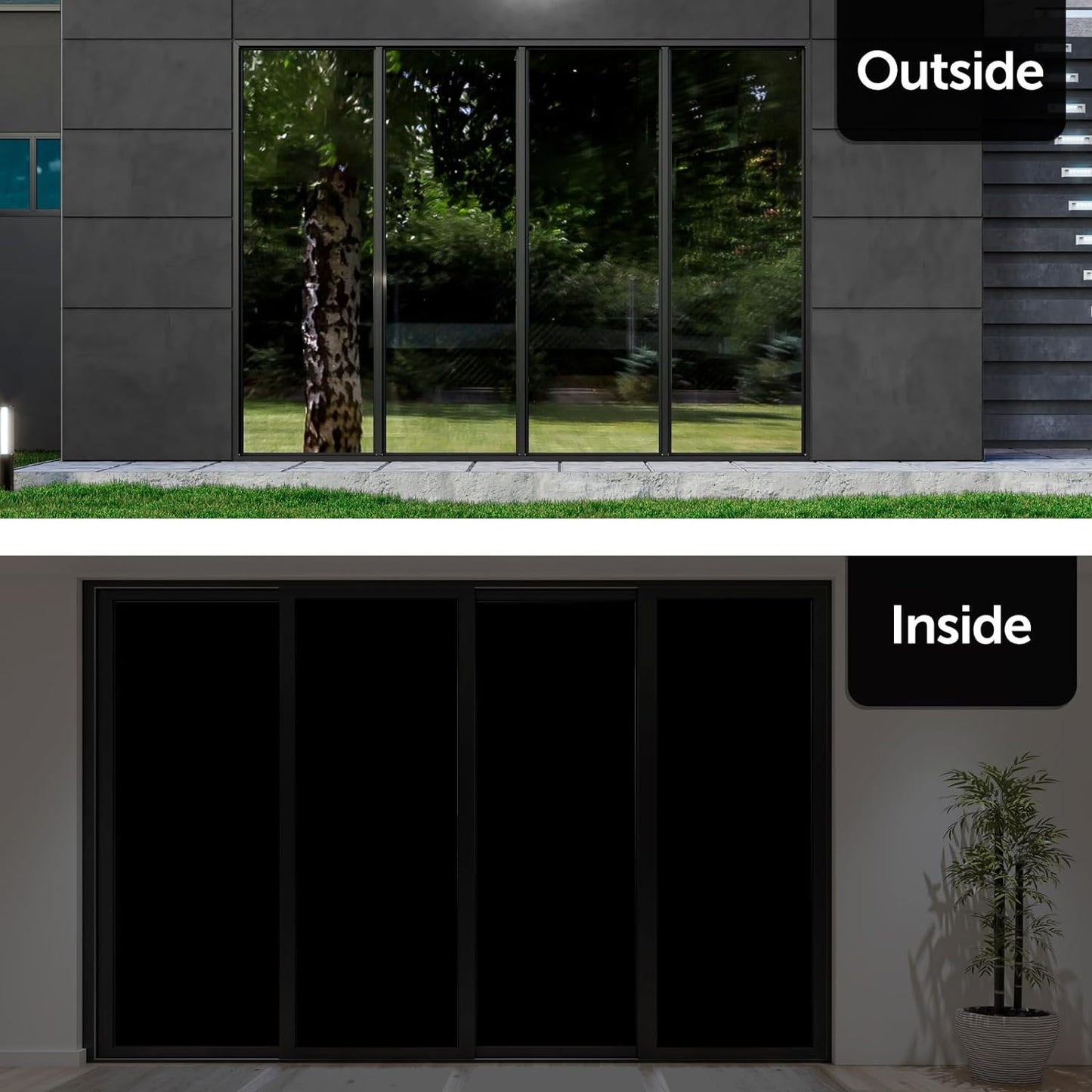 HIDBEA Mirror Blackout Window Film,100% Light Blocking Room Darkening Window Privacy Film,Mirror Glass Window Film Heat Control,Removable Window Cover Tint for Day Sleep(Mirror Black,29.5in x 6.5ft)