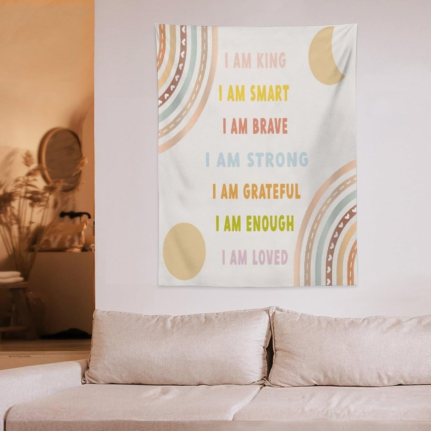 ICMOLYYENLO Boho Plant Aesthetic Tapestry, Abstract Medieval Arch Sun Home Aesthetic Wall Hanging For Bedroom Living Room Dormitory Tapestry 60x80 Inches