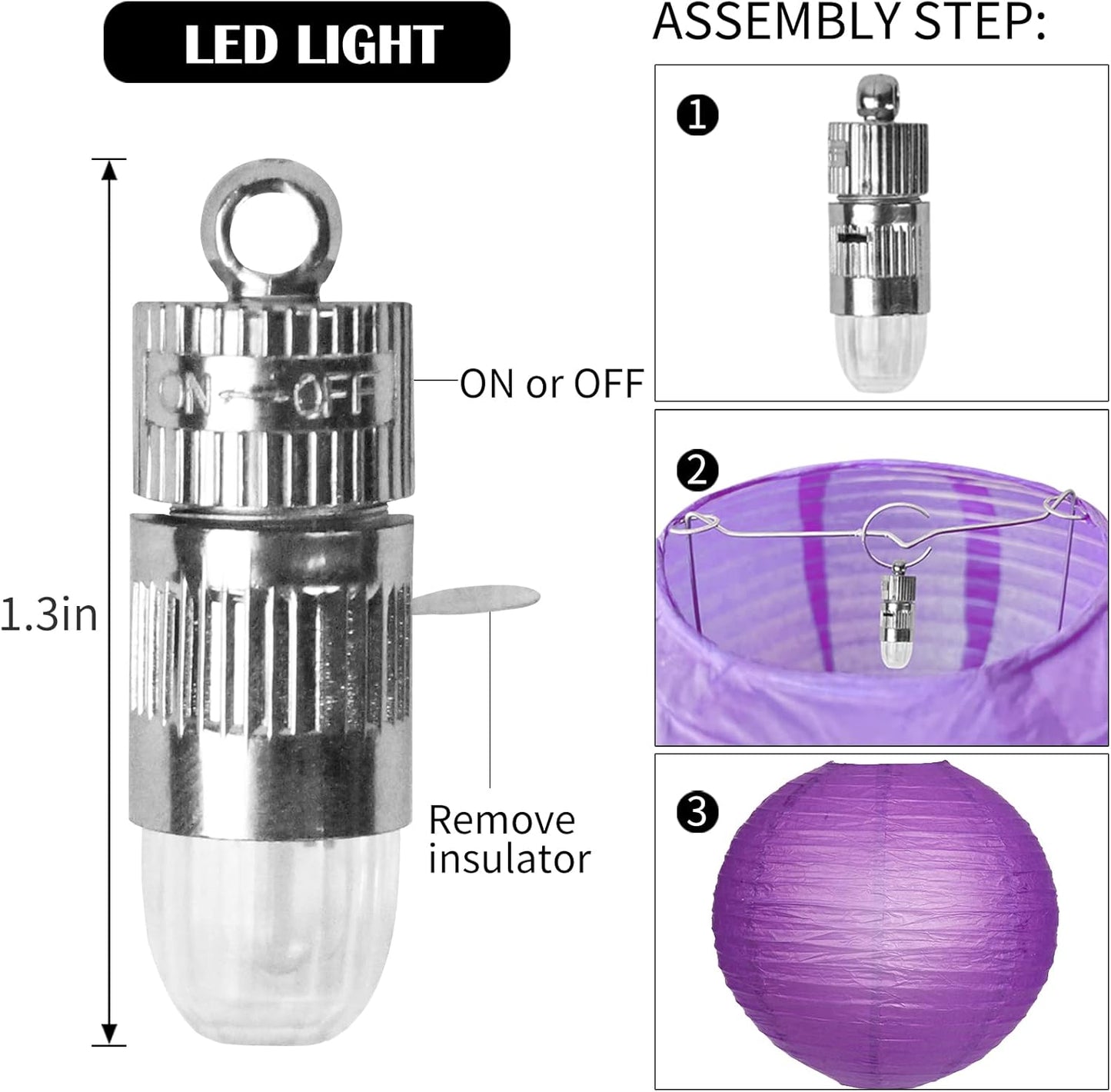 Paper Lanterns Decorative, Purple Lavender Gold Hanging Round Chinese Lanterns with Lights for Graduation Bachelorette Theme Birthday Party 12 LED Light Pack of 12