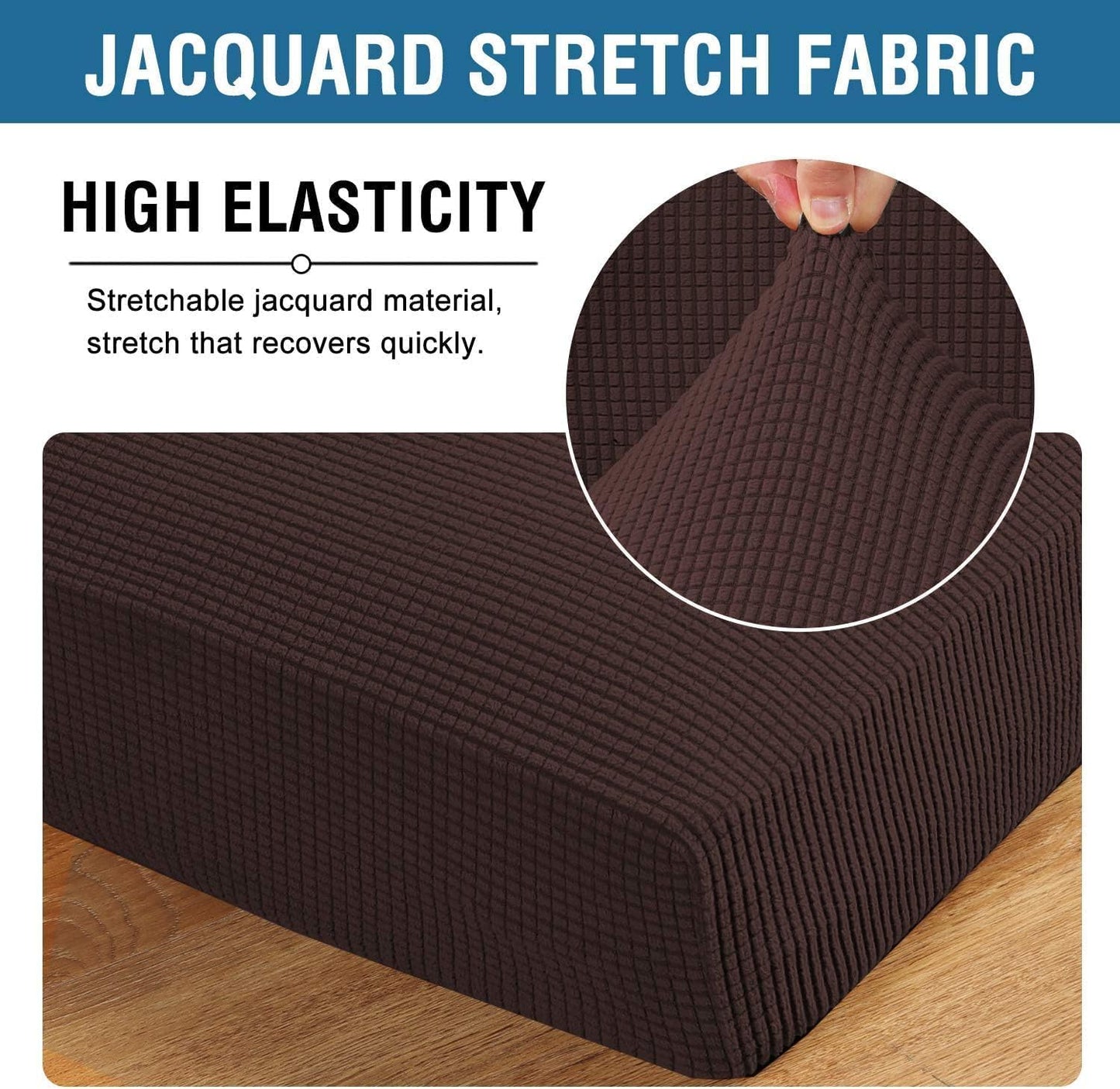 H.VERSAILTEX Super Stretch Individual Chaise Cover Sectional Couch Covers for L Shaped Sofa Both Left/Right Featuring Thick Jacquard Textured Twill Fabric (1 Piece Chaise Cover Large, Chocolate)