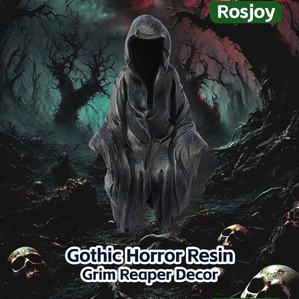 Halloween Fun Miniature Grim Reaper Figurine,Gothic Horror Resin Grim Reaper Decor,for Bookshelf Decor,Desk Trinkets,Collectible,Party Gifts