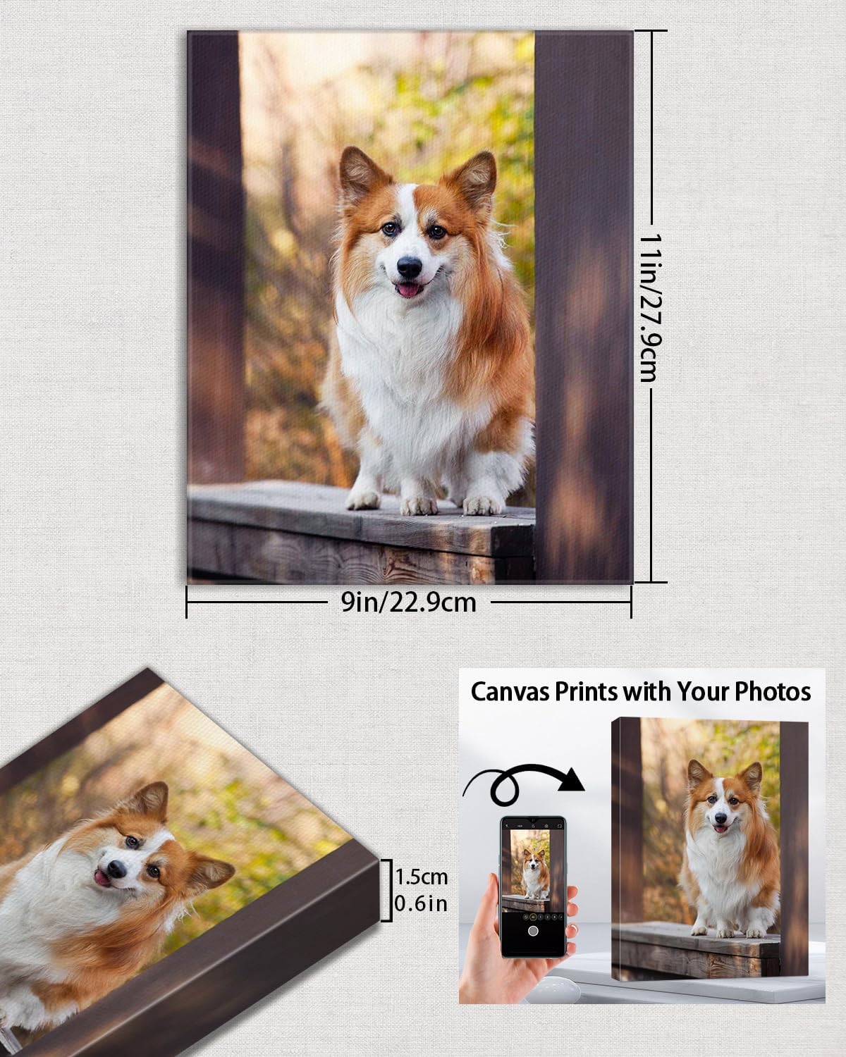 AbcCustomize Canvas Prints with Your Photos, Custom Canvas for Living Room and Bedroom Decor, Personalized gifts for Friends Lover and Family, Canvas Wall Art for Gifts & Keepsakes, Ready to Hang