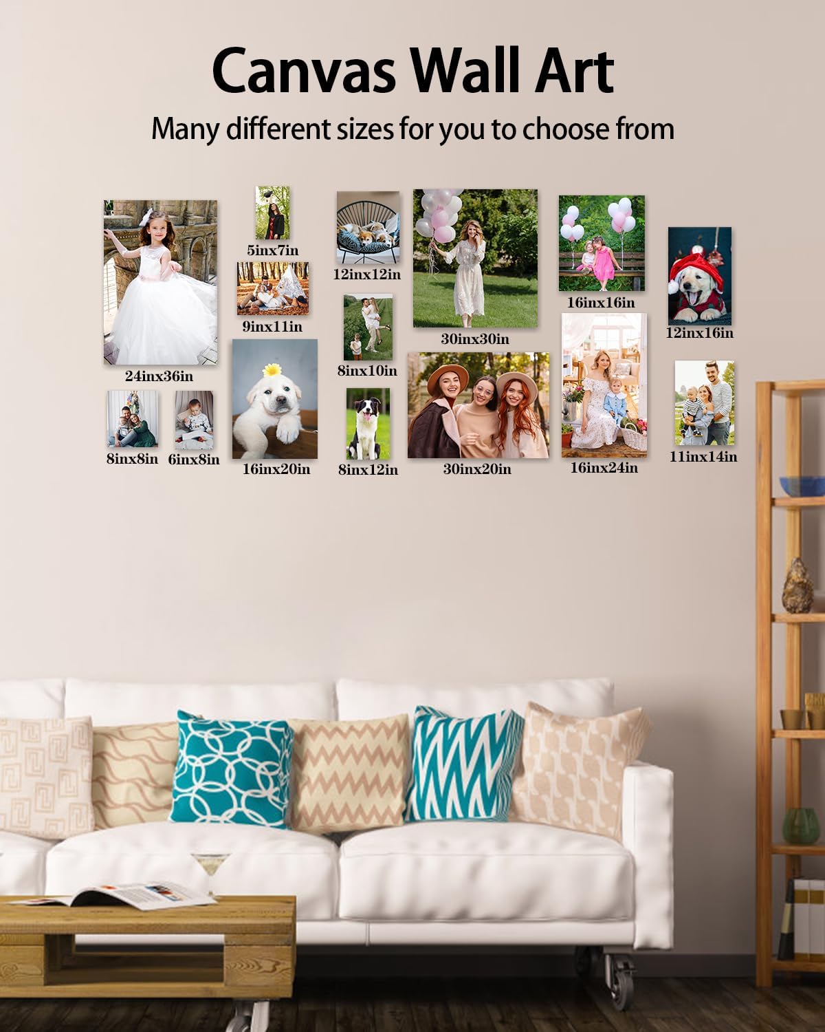 AbcCustomize Canvas Prints with Your Photos, Personalized Photo To Canvas Print for Bedroom, Living Room, Farmhouse Office Decor,Custom Canvas Wall Art for Gifts & Keepsakes, Ready to Hang