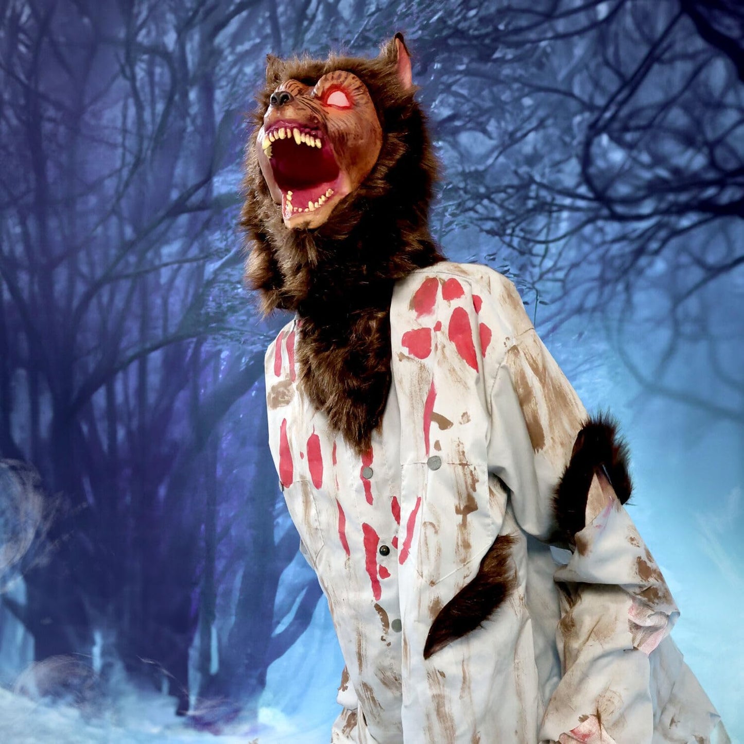Haunted Hill Farm Howler by Tekky, Battery-Operated, Motion and Sound Activated Animatronic Werewolf with Sound Effects and Lights for Indoor or Covered Outdoor Creepy Halloween Decoration