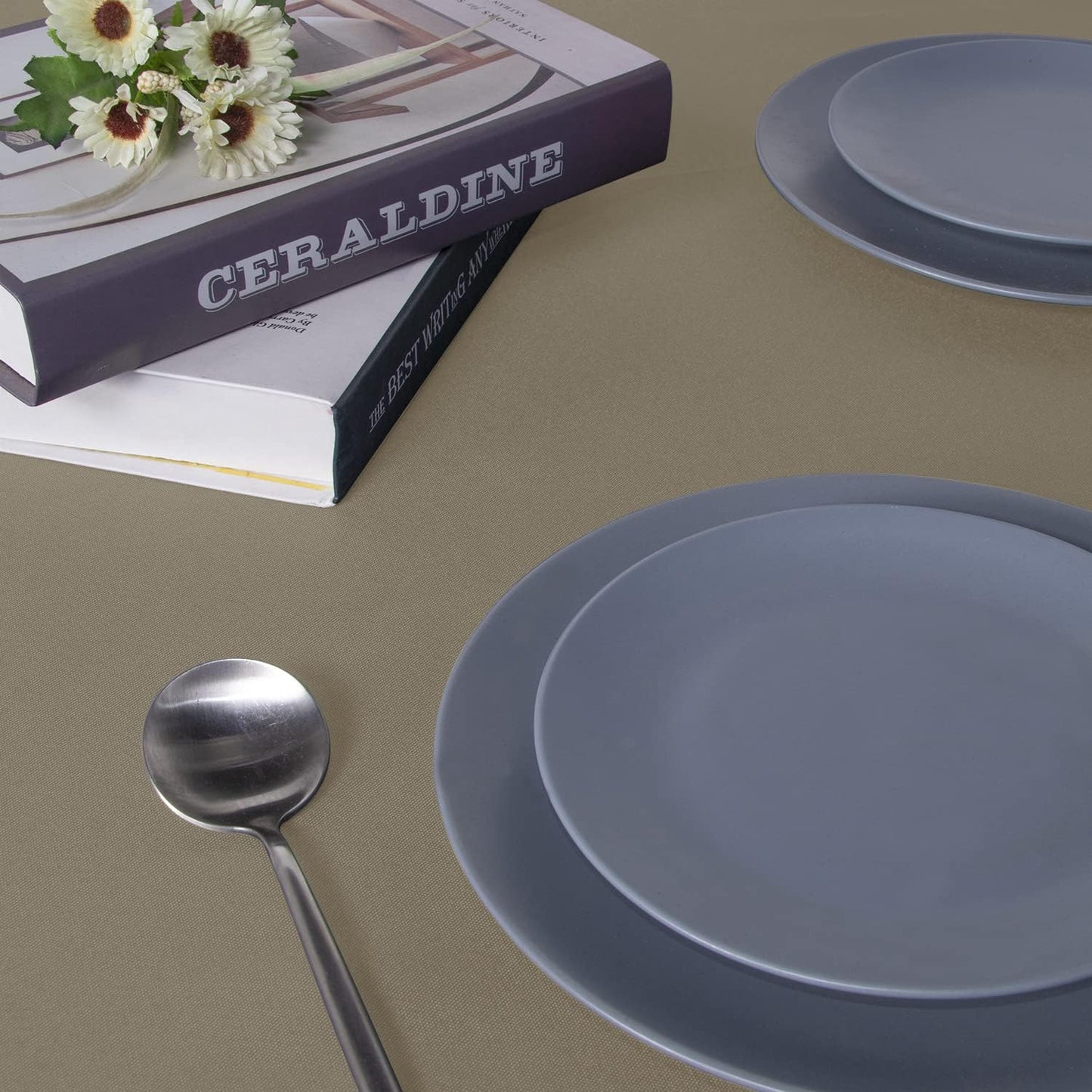 sancua Square Tablecloth - 54 x 54 Inch - Stain and Wrinkle Resistant Washable Polyester Table Cloth, Decorative Fabric Table Cover for Dining Tables, Buffet Parties and Camping, Taupe