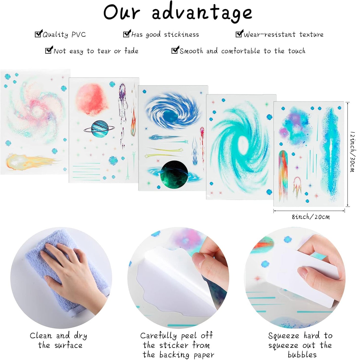 Glow in The Dark Stars Ceiling Wall Stickers Galaxy Star Stickers Self-Adhesive Removable Glow in Dark Decals for Kid Nursery (Modern Style)