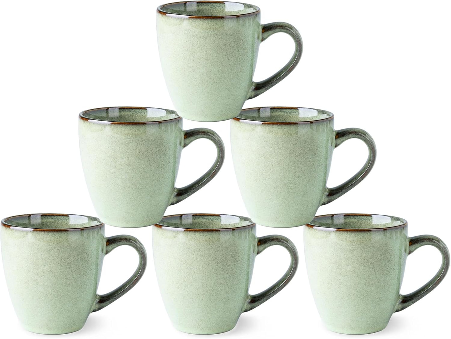 GBHOME Ceramic Coffee Mugs Set of 6, 12oz Stoneware Coffee Mugs Set For Dad Mom Women MEN, Light Weight Coffee Cups for Latte/Tea/Beer/Hot Cocoa, Dishwasher & Microwave Safe, Pastel Green