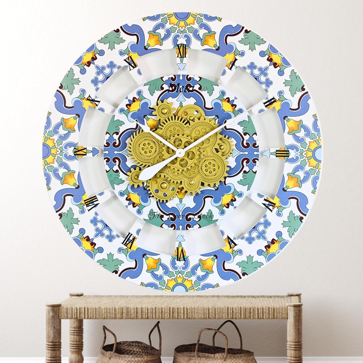 The Gears Clock Wall Clock Italy Collection with Moving Gears (Meta, 36 inch Round)