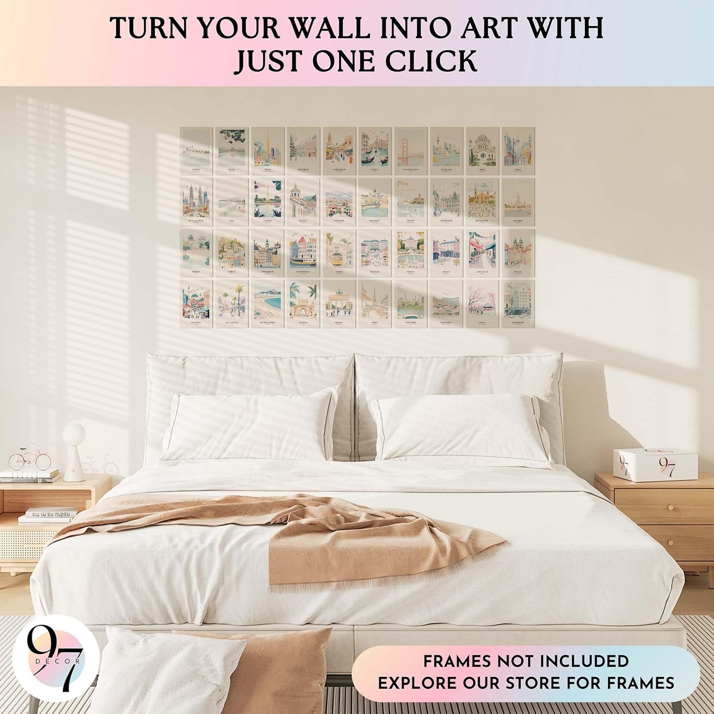 97 DECOR Vintage Travel Decor Posters - World Travel Wall Art Prints, Retro Popular Cities Photo Collage Kit, Trendy City Landscape Aesthetic Pictures for Teen Dorm Bedroom Decorations (40 Pcs, 4"x6")