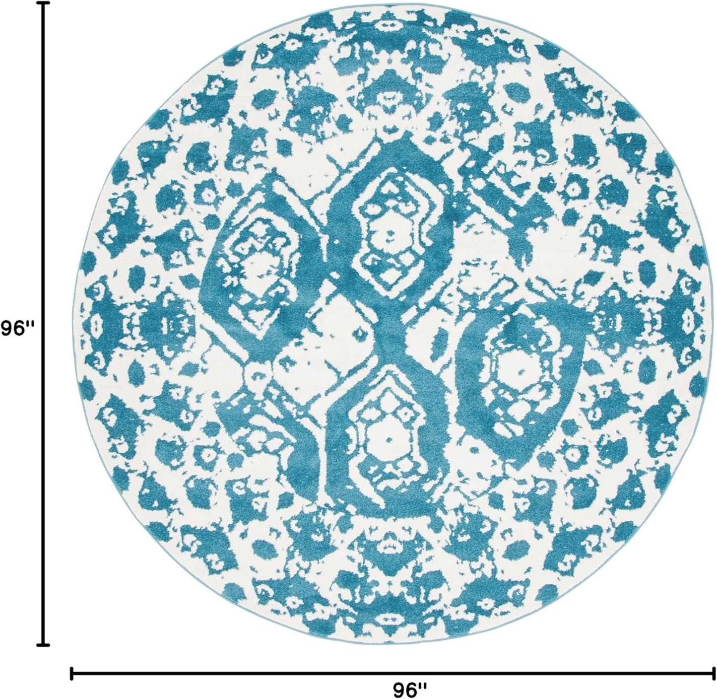 Unique Loom Rosso Collection Vintage Traditional Distressed Blue Round Rug (8' 0 x 8' 0)