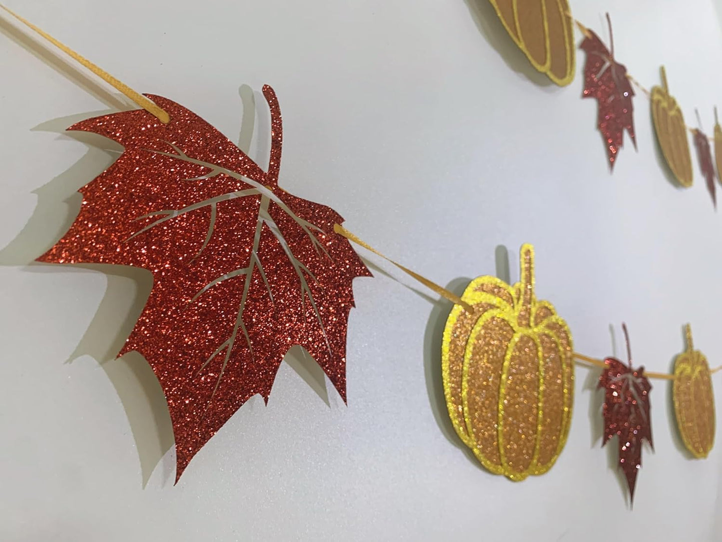 Fall Decorations Home Thanksgiving decor - Pumpkin and Maple Leaves Sign Fall Autumn Harvest Garland Hanging Bunting Banner(Pre-Strung)