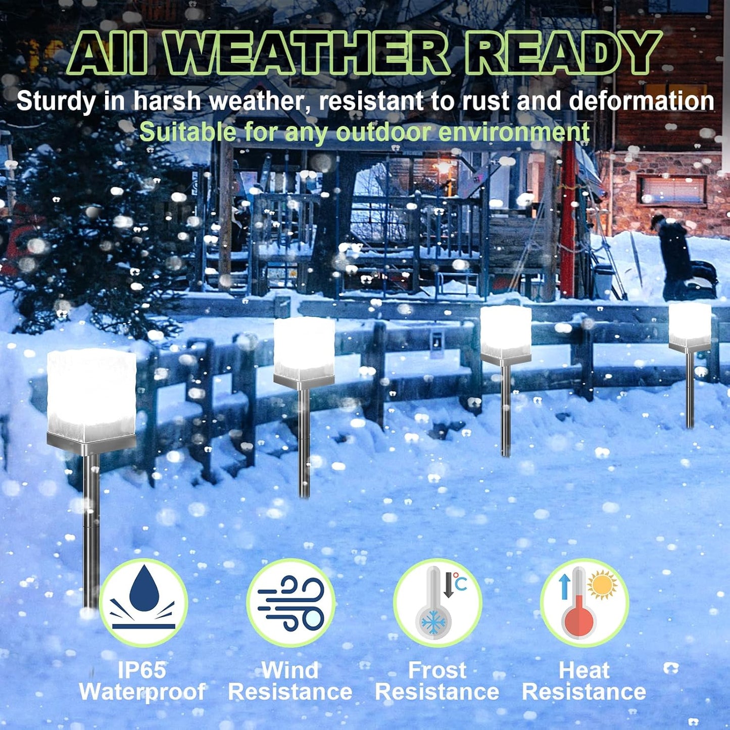 Solar Ice Brick Pathway Lights, LED Outdoor Waterproof Ground Light, Multi-use Landscape Lighting for Lawn & Table | Auto On/Off Solar Powered Garden Yard Decoration (Cool White, 4 Pack)