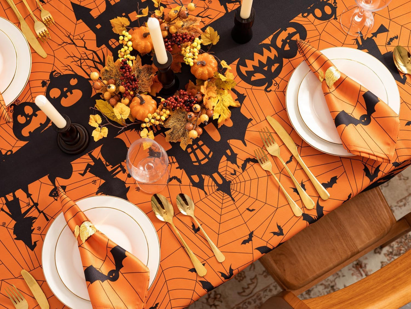 YiHomer Halloween Silhouettes Tabletop for Halloween Decorations, Dinner Parties and Scary Movie Nights, Horror Night, Tablecloth, 60 x 120 Rectangle