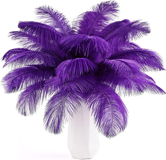 THARAHT Purple Ostrich Feathers 24pcs Natural Bulk 8-10Inch 20cm-25cm for Crafts Wedding Party Centerpieces Halloween and Home Decoration Feather