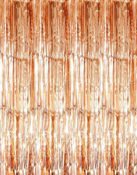 GOER 3.2 ft x 8.2 ft Metallic Tinsel Foil Fringe Curtains Party Photo Backdrop Party Streamers for Birthday,Graduation,New Year Eve Decor (5 Packs,Champagne Gold)