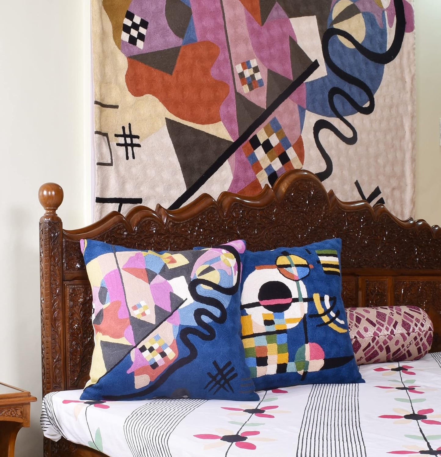 Wool Cotton Blend Abstract Flow Plush Pillow Cover - 18x18, Indoor and Outdoor