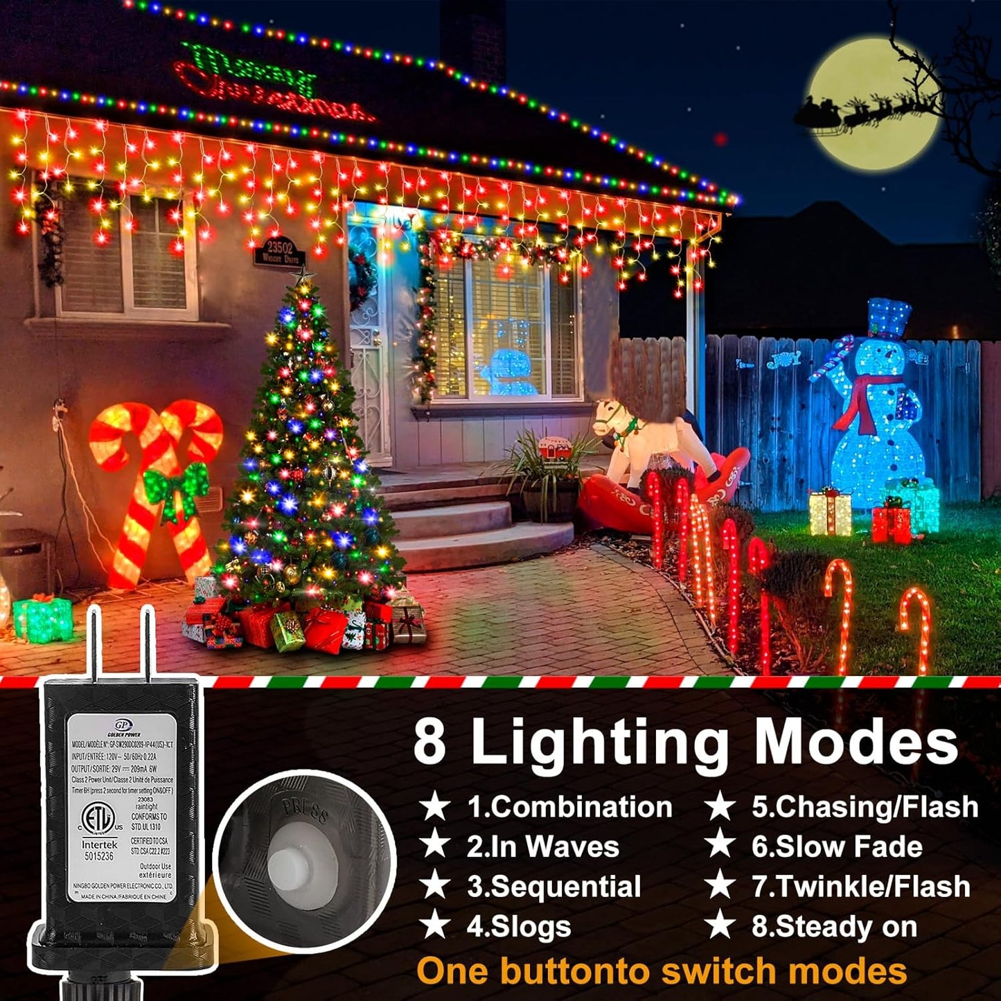 Heceltt Christmas Lights Outdoor, 2 Pack Total 98FT 960 LED Ice Lights for Outside with 180 Drops 8 Modes Timer Memory, Plug in Waterproof for Holiday Eaves Yard Roof Party Decor (Red and Warm White)