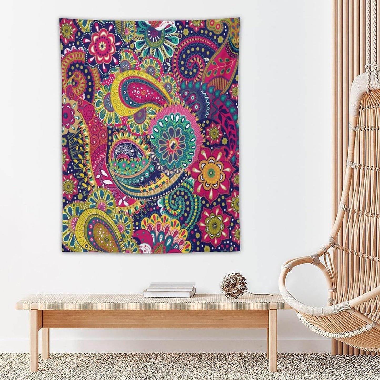 ICMOLYYENLO Tropical Green Plant Tapestry, Green Palm Leaves Natural Landscape Print Wall Tapestry for Bedroom Living Room Dormitory 60x60 Inch