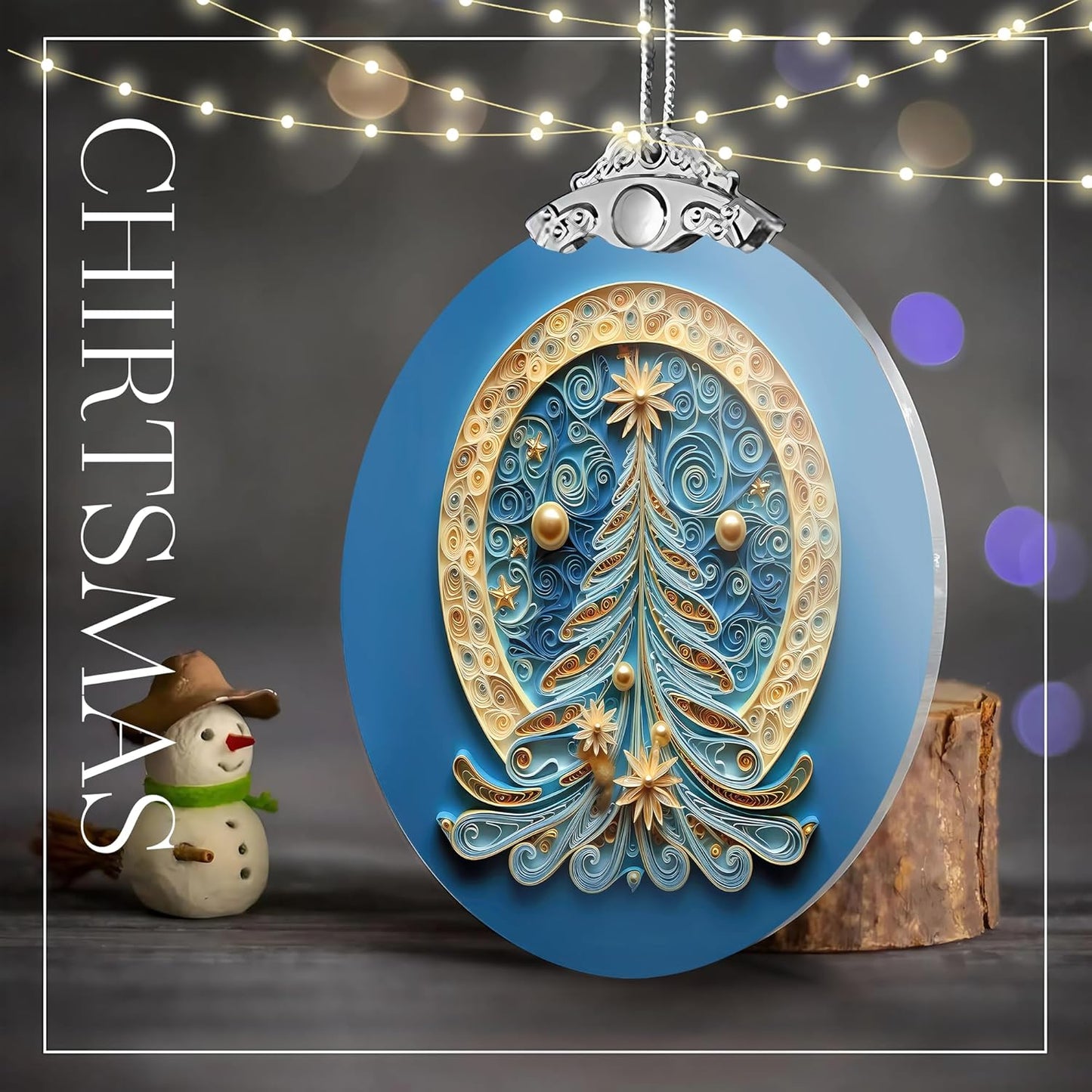 2025 Christmas Ornament, Stained Glass Effections, Christmas Tree 4 Inch Acrylic Ornament Art, White Elephant Gifts Car Interiors Decors, Christmas Decor (Quilling Tree 3)