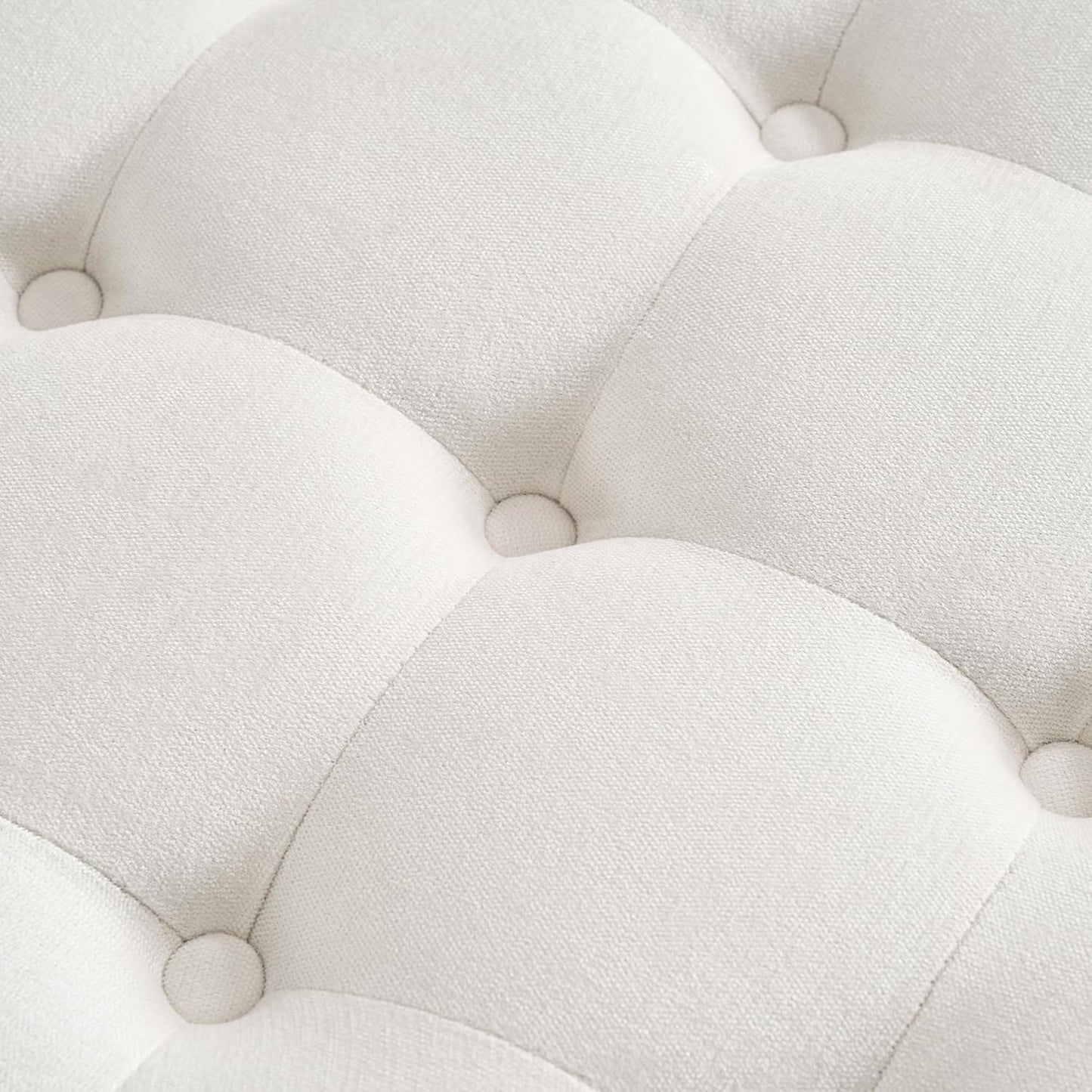 30-Inch Large Round Ottoman, Tufted Coffee Table with Removable Lid Top, Upholstered Footrest Modern Button Circle Storage Ottoman for Living Room, Office, Ivory