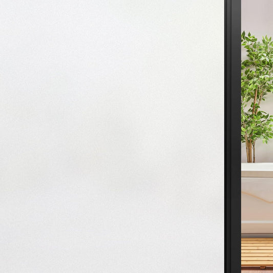 DOWELL Window Privacy Film, Frosted Glass Window Film, Static Cling Non-Adhesive Glass Clings, Sun Blocking Opaque Door Coverings, Reusable Door Sticker for Bathroom Home Office, White, 23.6" x 118"