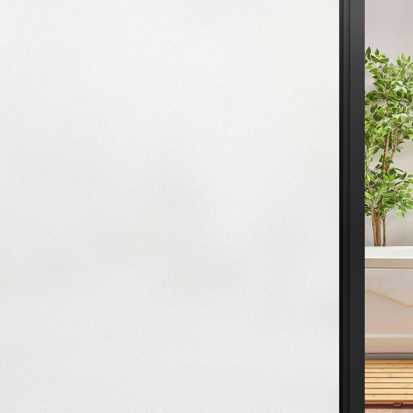 DOWELL Window Privacy Film, Frosted Glass Window Film, Static Cling Non-Adhesive Glass Clings, Sun Blocking Opaque Door Coverings, Reusable Door Sticker for Bathroom Home Office, White, 35.4" x 118"