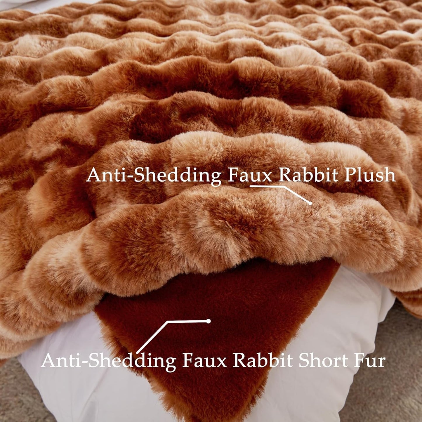 BENVWE Faux Fur Throw Blanket for Couch Bed - Fluffy Soft Thick Bubble Blanket for Living Room Home Decor - Fathers Day Birthday Gifts for Women Men, Tie-dye Caramel, 60" x 80"