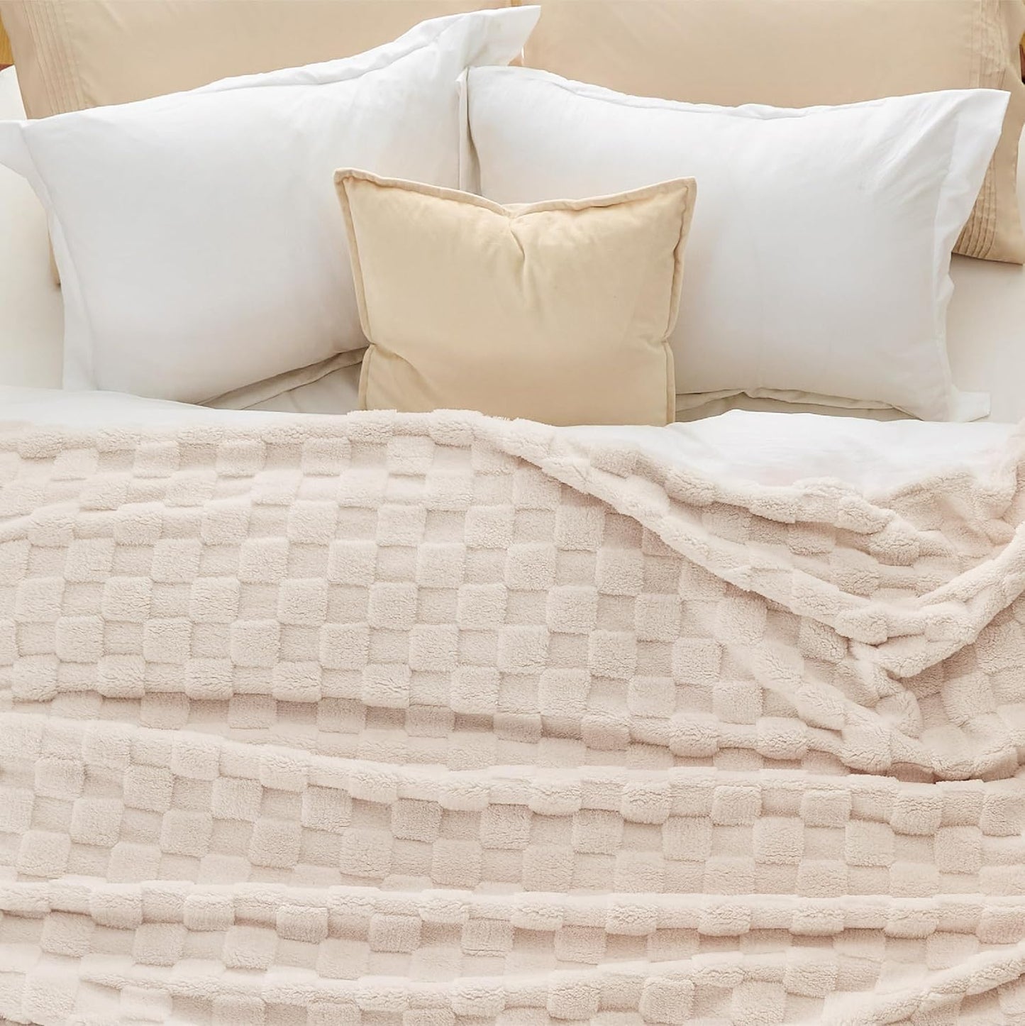 Bedsure GentleSoft King Size Blanket for Bed - Super Soft Cozy Blankets for Women Men Girls, Large Fuzzy Fleece Throw for Bedroom Decor, Light Beige,108x90 Inches