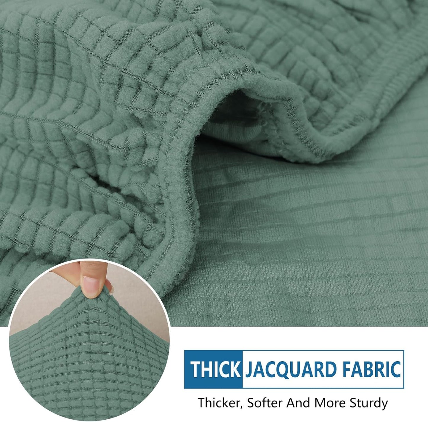 hyha Waterproof Couch Cushion Covers for Pets, Non Slip Sofa Seat Cover for Dogs Washable, Soft Thick Stretch Jacquard Fabric, Sofa Slipcovers with Elastic Bottom (1 Piece for Backrest L, Green)