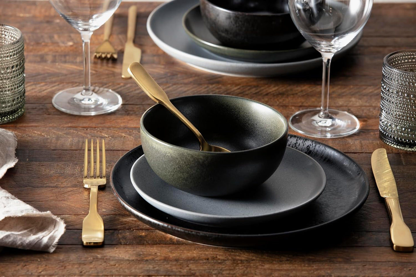 Fortessa Ashton 18/10 Stainless Steel, 20 Piece Flatware Set (Service for 4), Brushed Gold