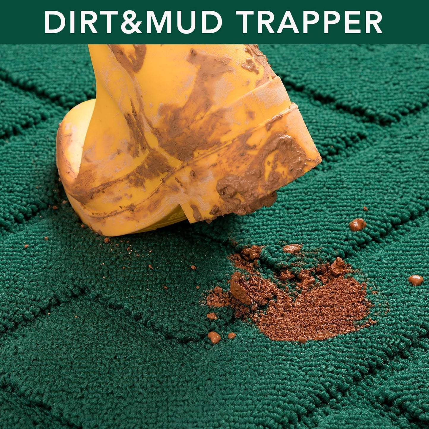 hicorfe Front Door Mat Outside Entrance,32"x40" Absorbent Muddy Dirt Resist Welcome Door Mats Outdoor Indoor,Stain and Fade Resistant,Non Slip Backing Entry Mat Doormat for Entryway(Evergreen)