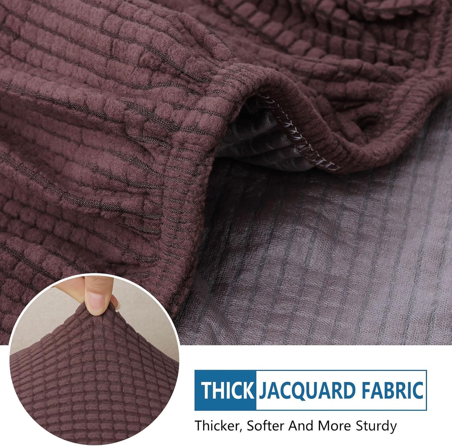 hyha Waterproof Couch Cushion Covers for Pets, Non Slip Sofa Seat Cover for Dogs Washable, Soft Thick Stretch Jacquard Fabric, Sofa Slipcovers with Elastic Bottom (2 Pieces, Chocolate)