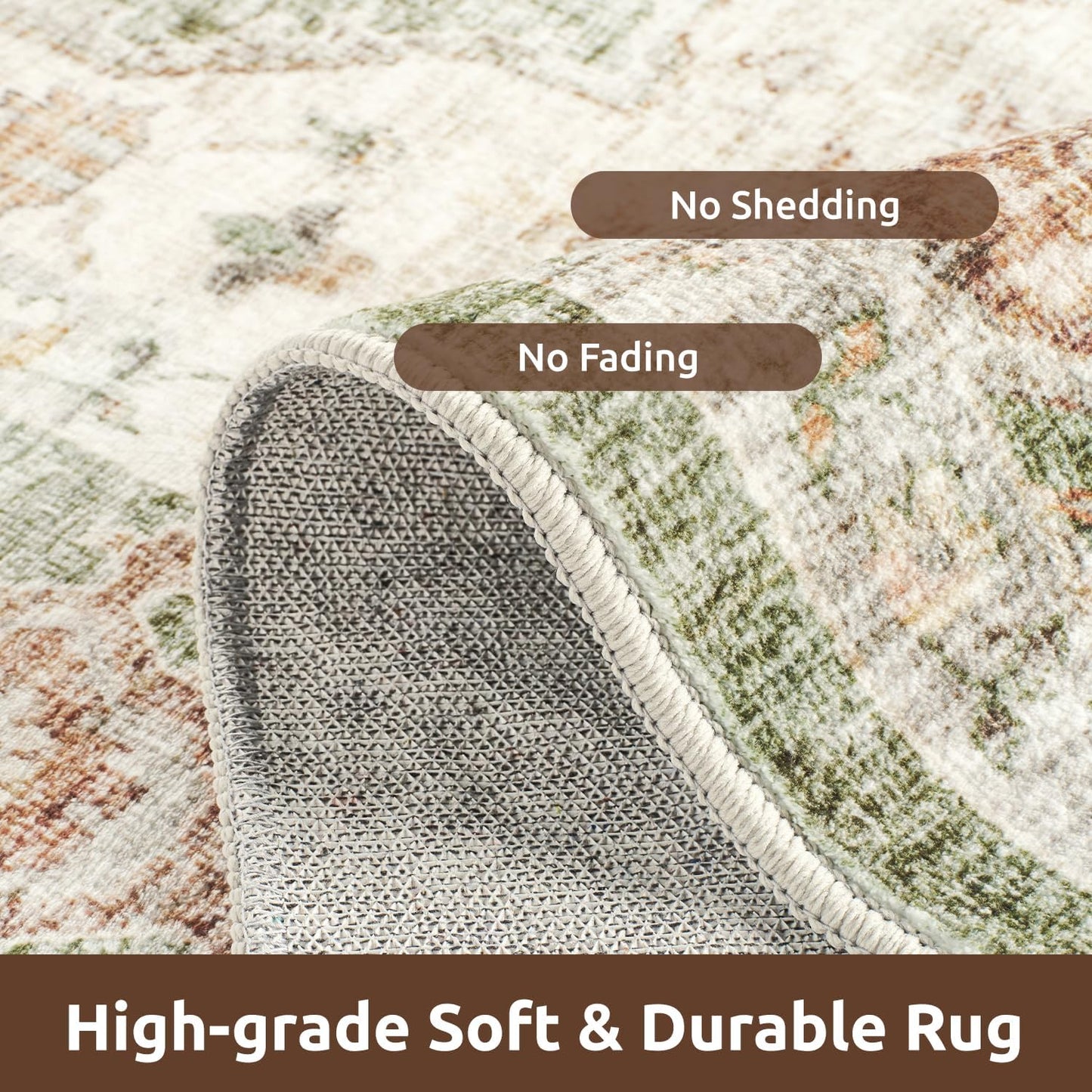 AMOAMI-6FT Round Rug-Rugs for Living Room-Vintage Soft Olive Green Rugs for Bedroom-Non Slip Circle Rug-Machine Washable Rug for Dining Room Living Room Bedroom Office Under Table