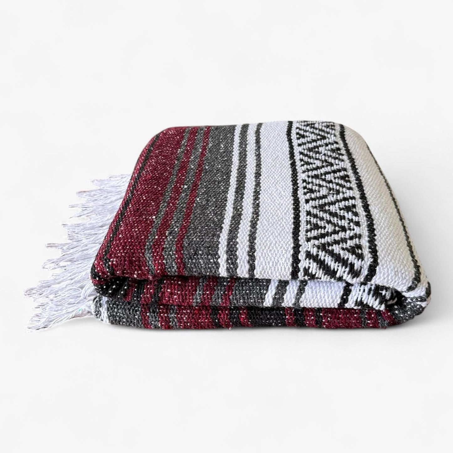 Traditional Handwoven Mexican Blanket, Large Falsa Serape - Soft & Durable - Vibrant Beach, Picnic, Yoga & Camping Mat - Lightweight Boho Throw 70"x50" (Rust)