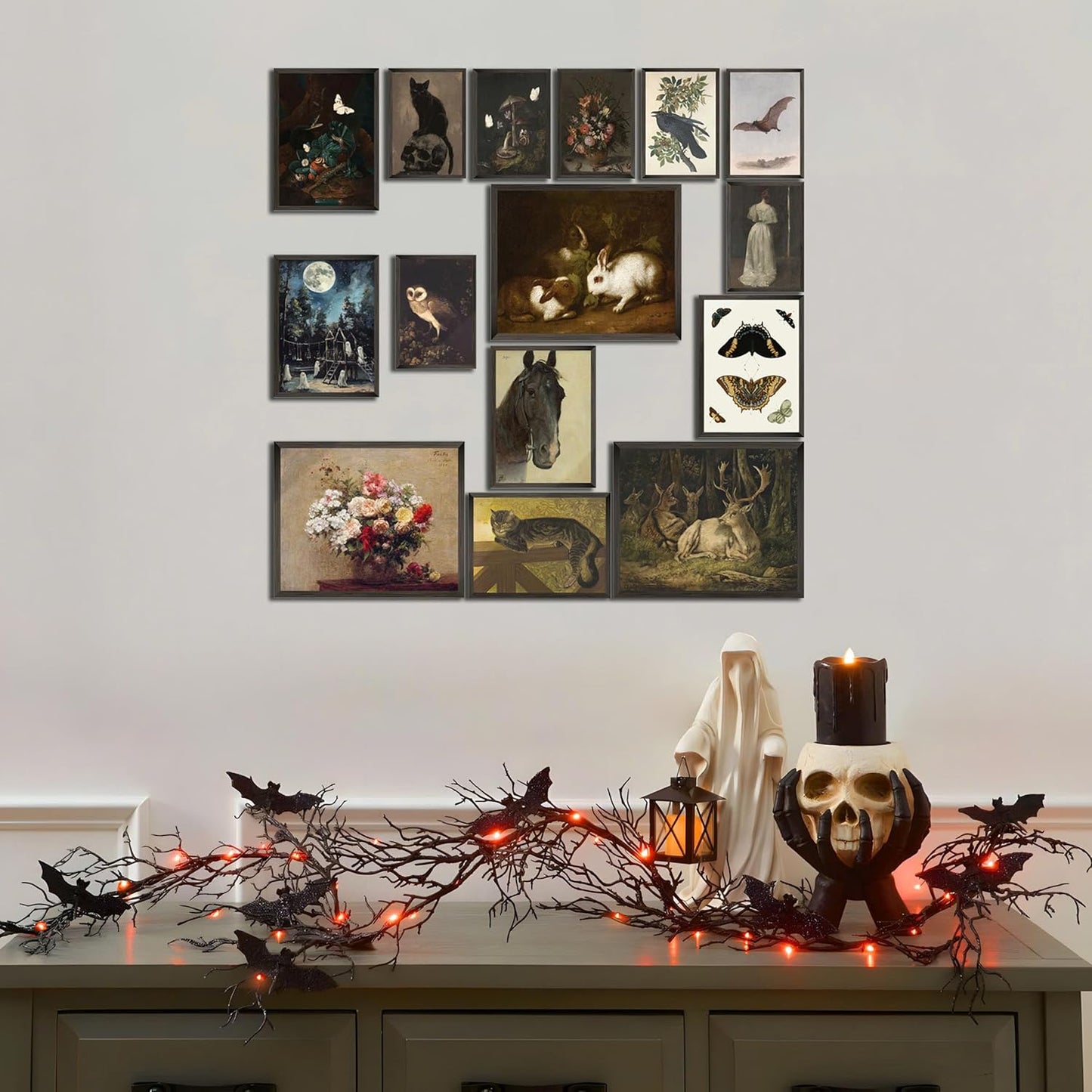 LANCHI95 15PCS Dark Cottagecore Decor, Dark Academia Decors, Cottage Core Whimsical Wall Art Goth Darks Moody Wall Decor for Living Room Bedroom 8x10 in (UNFRAMED)