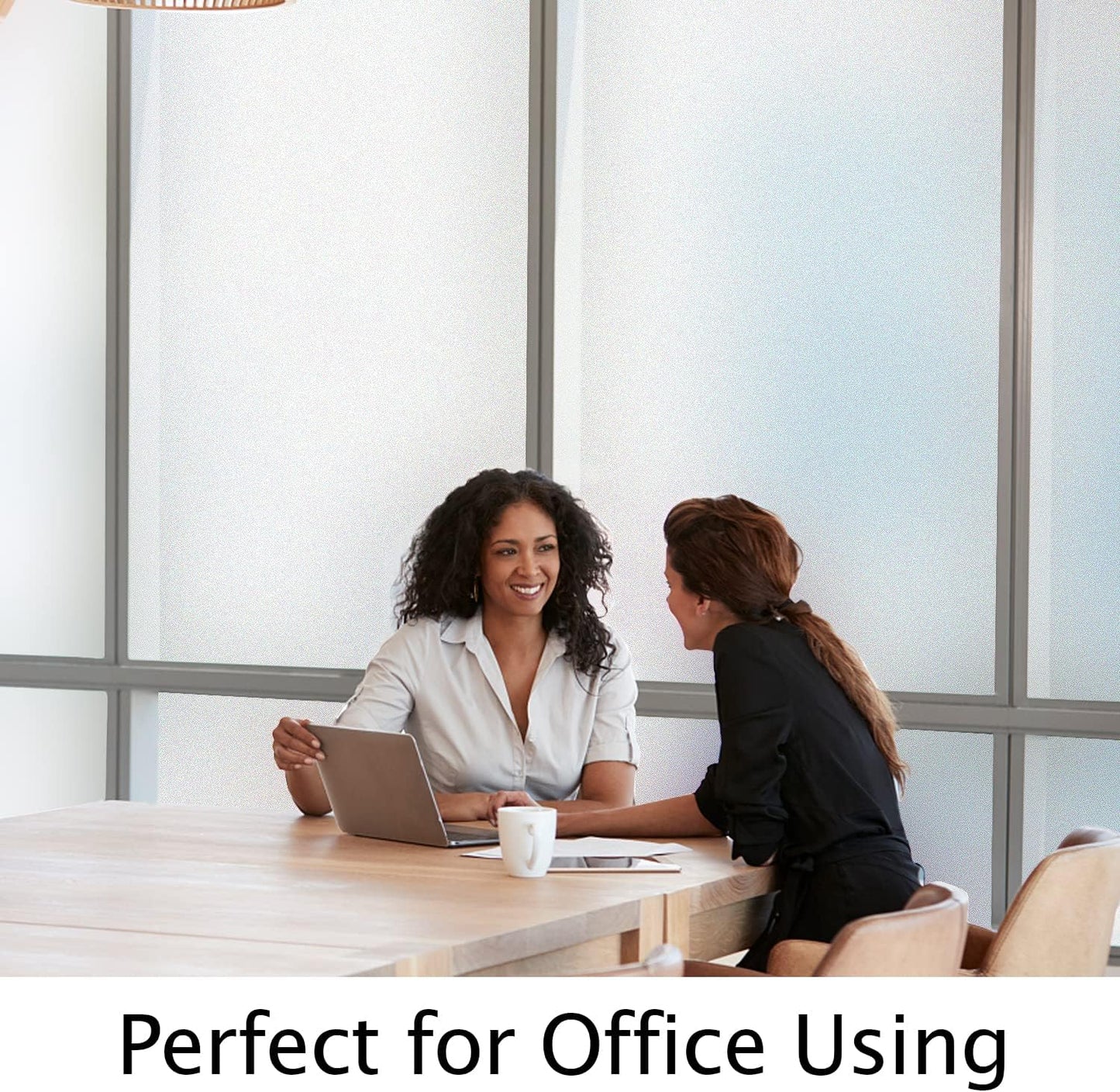 HIDBEA Frosted Window Privacy Film Heat Control UV Blocking, Static Cling Non-Adhesive Reusable Door coverings for Bathroom Home Office (Frosted 17.3 Inch x 13.1 Feet)