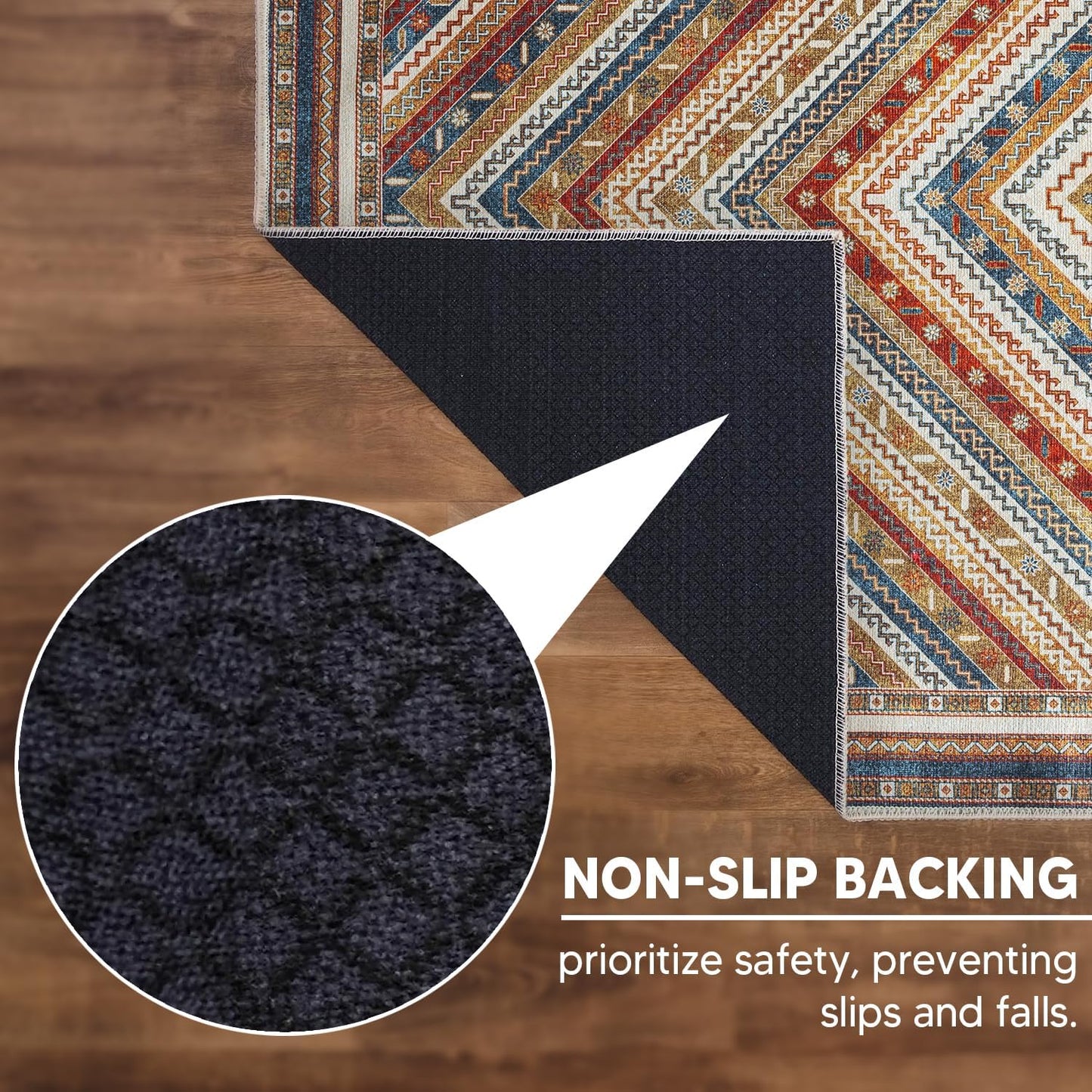 Keen Home Design 2x7 Rug - Machine Washable Runner Rug with Non-Slip Backing, Ideal for Hallway, Entryway, Kitchen, Laundry Room - Vintage, Easy Clean, Durable, Low Pile Rug - (2'6" x 7')