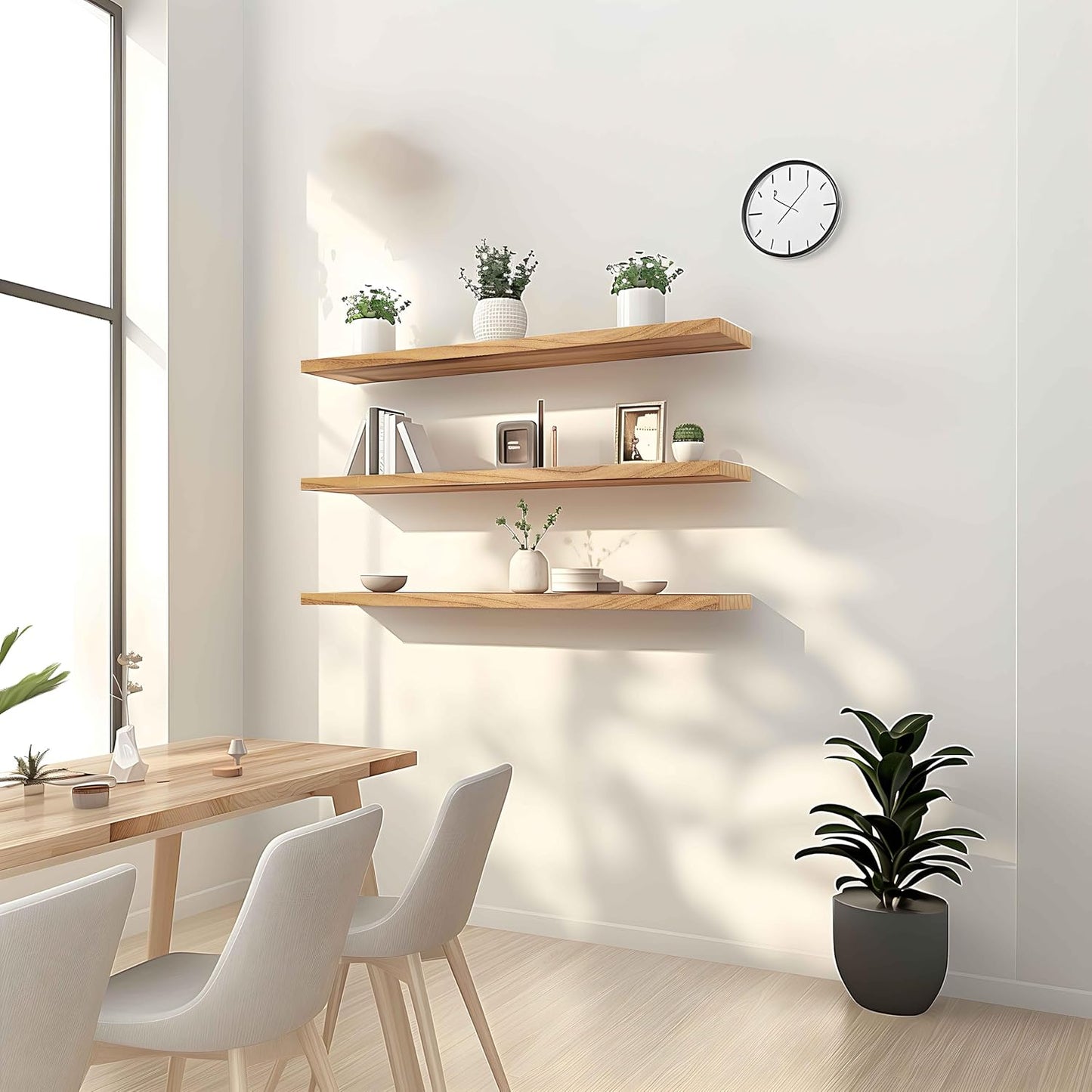 36 Inch Floating Shelves for Wall Rustic Light Wood Wall Shelves for Bedroom Set of 4