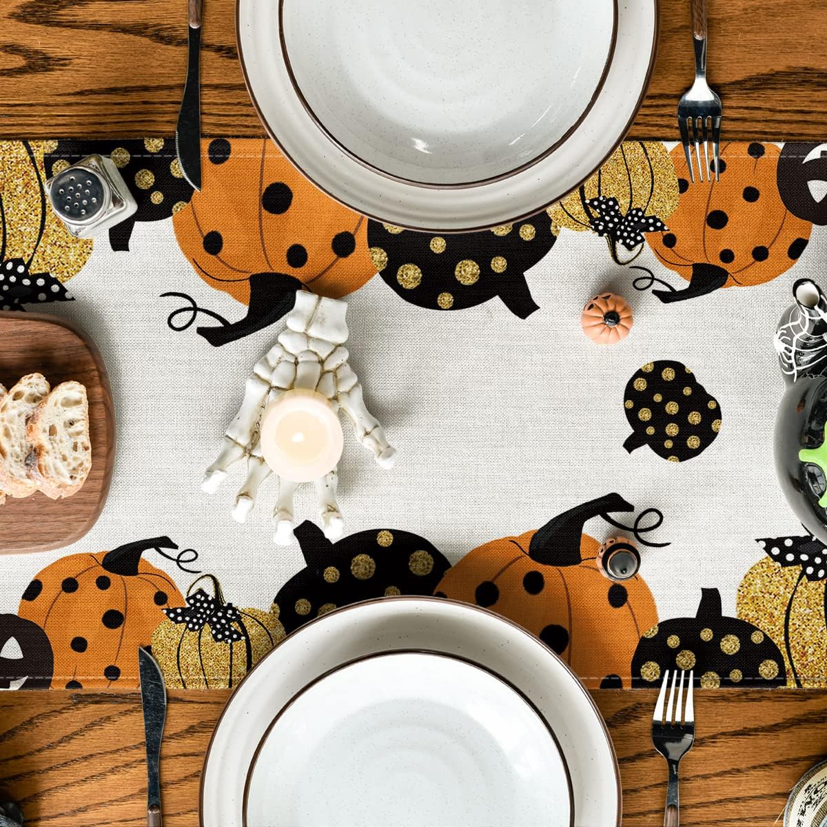 Artoid Mode Halloween Jack-O-Lantern Pumpkin Table Runner, Holiday Kitchen Dining Table Decoration for Indoor Outdoor Home Party Decor 13 x 60 Inch