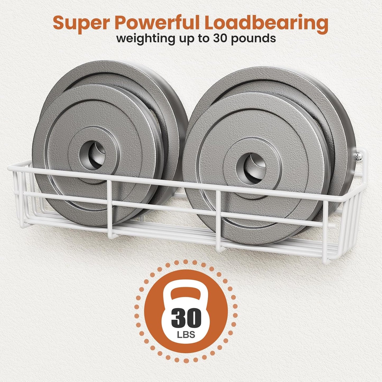 5 Pack Spice Rack Seasoning Organizer Wall Mount, Screw or Adhesive Hanging Shelf Basket Spice Organizer Shelf for Kitchen, White