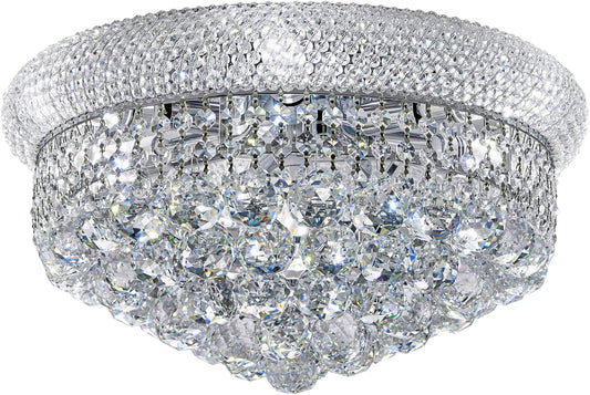 7-Light Crystal Flush Mount Chandelier Ceiling Light Fixture for Living Room Dining Room Bedroom Foyer Entryway Hallway Closet Bathroom (Chrome D18)